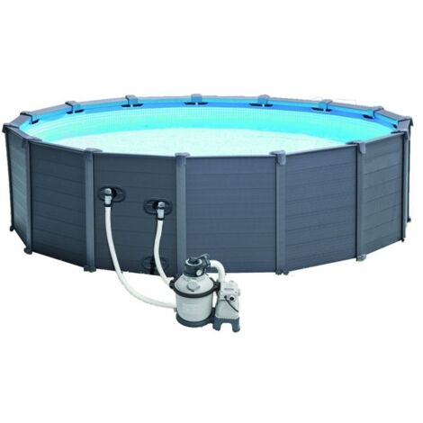 Piscine tubulaire ronde Intex Graphite 4,78 x 1,24 m (1/5)