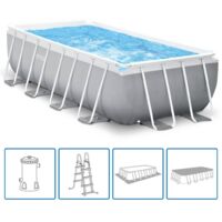 Intex – Piscine tubulaire rectangulaire 488 x 244 x 107 cm – Capacité 10 874 litres – Structure en acier galvanisé – Bâche à 3 couches en vinyle laminé
