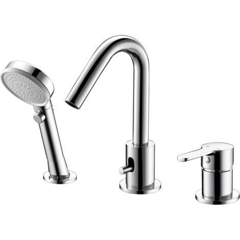 Robinet de baignoire 3 trous, douchette 3 jets