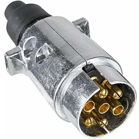 BUNTHAUS Prise Remorque en Métal 7 Broches, 12V Étanche Connecteur Prise Remorque en Métal 7 Broches Mâle, pour Caravane RV Voiture Bateau (Alliage d'aluminium) (1/5)