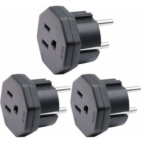 BUNTHAUS US/JP/CA Prise mâle vers EU/DE/FR/IT/ES Prise Femelle, US/CA/JP Prise mâle pour Appareil électronique Adaptateur Femelle EU à 2 Broches (3 pièces Noir) (1/5)