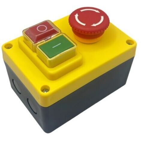 BUNTHAUS Interrupteur marche/arrêt monophasé 220 V, interrupteur de sécurité avec gros bouton d'arrêt d'urgence rouge pour l'arrêt rapide des tables de fraisage et autres équipements électriqu