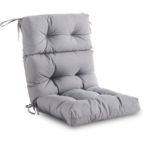 Coussin de chaise à dossier haut pour intérieur/extérieur – Assise/dossier en mousse haute résilience, imperméable et résistant aux intempéries, convient aux meubles d'extérieur, gris (1/4)