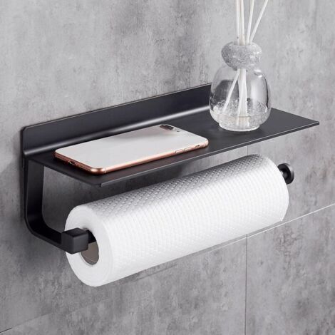 Porte Mural Essuie Tout Distributeurs Dérouleur Essuie Tout 33cm, Métal, Porte-Papier de Cuisine Noir (1/4)