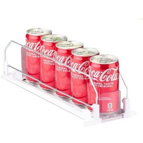 Boisson Canettes Organiseurs, Organisateur Canette de Soda Boisson, Glissière de Poussoir de Boissons, pour Réfrigérateur, Débarras, Placards, etc, Blanc (1/4)