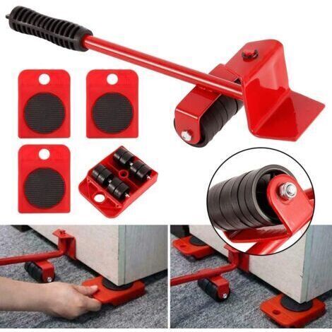 Accessoire de levage,Kit de Deplace Meuble Lourd Sans Effort, Deplace Meuble a Roulette,1 Tige de Levage et 4 Roulettes de Déplacement,Jusqu'à 300KG (1/5)