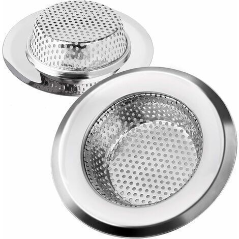 Filtre à Évier Cuisine Filtre de Vidange en Acier Inoxydable Drains d’Evier Durables Anti-colmatage Crépine Idéal pour Éviers de Maison Cuisine Bain Lavabo, 11.3cm de Diamètre 2 Pièces (1/5)
