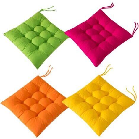 BUNTHAUS Lot de 4 Coussins de Chaise 40 x 40 cm,Coussins de Chaises Carrés,Différents Coloris pour Jardin terrasse Salle à Manger