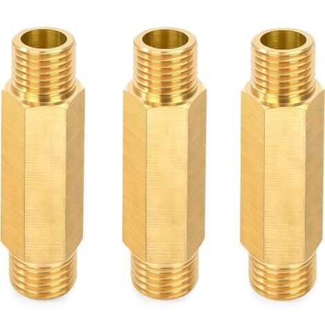 BUNTHAUS (3PCS) Rallonge de Robinet en Laiton, Mâle 1/4\" x 60 mm, Raccord de Tuyau d'extension Fileté, Tube Connecteur Fileté Adaptateur pour Chauffage Central, Air, Eau, Huile (1/5)