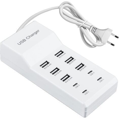 BUNTHAUS Chargeur USB à 10 ports, 50 W, 5 V, multiple, 10 ports, hub, station de charge rapide, pour téléphones portables, tablettes, consoles de jeux (1/5)