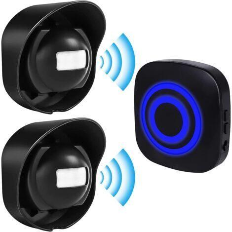 BUNTHAUS Sonnette De Porte, Détecteur De Passage, Sonnette De Porte avec Détecteur De Mouvement, 38 Sonneries & Flash LED, pour Maison/Usines/Garage(1 Récepteur Et 2 Capteurs) (1/5)