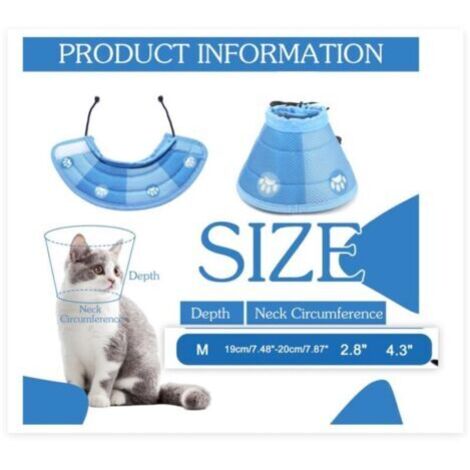 BUNTHAUS (M) Collerette Chat Anti Lechage Après Chirurgie Protection Cne Rréglable Collerette Chat Velcro pour Chiots Petits Chiens
