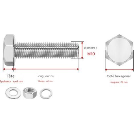 BUNTHAUS 10 Pièces Boulons à Tête Hexagonale M10x100 mm Boulon Inox A2 ...