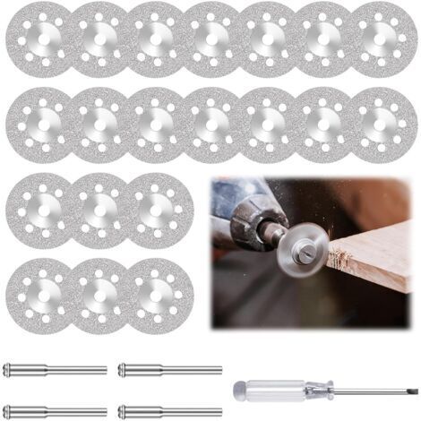 BUNTHAUS 25 Pcs Mini Disque Diamant à Tronçonner pour avec Mandrin de 3mm pour Coupe Pierre, Verre, Céramique (1/5)