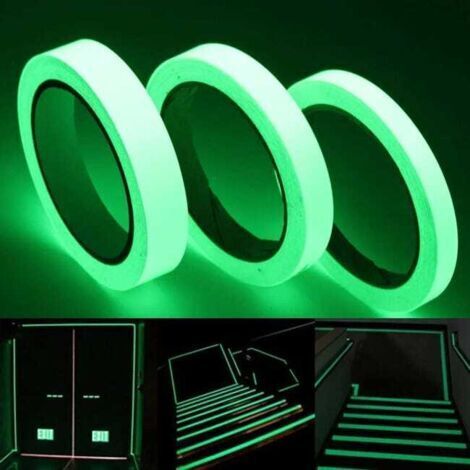 BUNTHAUS 5 Rouleaux Ruban Lumin. Vert  Bande Réfléchissante Antidérapante, Sécurité Sol, Escaliers, Balise Verte, Ruban Fluorescent