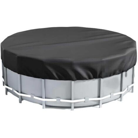 BUNTHAUS Noir,Bâche d'hiver ronde de 3,7 m, couverture ronde hors sol de 3,7 m, couverture ronde 420D pour piscine hors sol avec attache de corde et clous de sol, empêche les débris d'entrer, résistan (1/5)