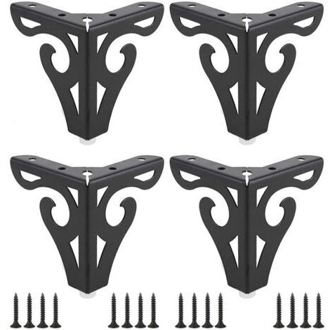 BUNTHAUS Lot de 4 Pièces Moderne Pied de Table, Pied Meuble Épingle, Pied de Table en Métal, Pieds de Meubles Triangulaires, 10 cm, Avec Vis, pour Table Basse, Table à Manger, Table de Chevet, Armoire