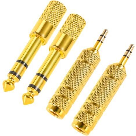 BUNTHAUS Lot de 4 adaptateurs pour prise casque : adaptateur mâle 3,5 mmvers femelle 6,35 mm et adaptateur audio 6,35 mm (1/4 pouce) vers 3,5 mm (1/8 pouce) (1/5)
