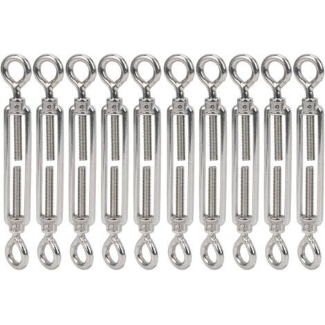 BUNTHAUS 10 Pièces en Acier Inoxydable Oeil et Oeil M6 Tendeurs à Corps Ouvert pour Câble de Tension ou Tendeur de Corde Tendeur de Câble de Tension Matériel de Fixation D'outil (1/5)