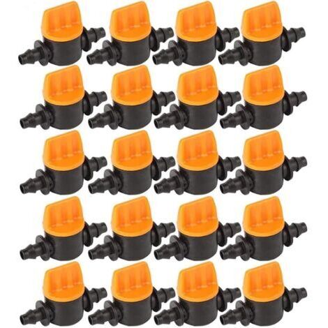 BUNTHAUS Vanne d'arrêt d'irrigation goutte à goutte, pour vanne de raccordement de tuyau universelle de 1/4 pouces, 4mm/7mm, 20 pièces (1/5)