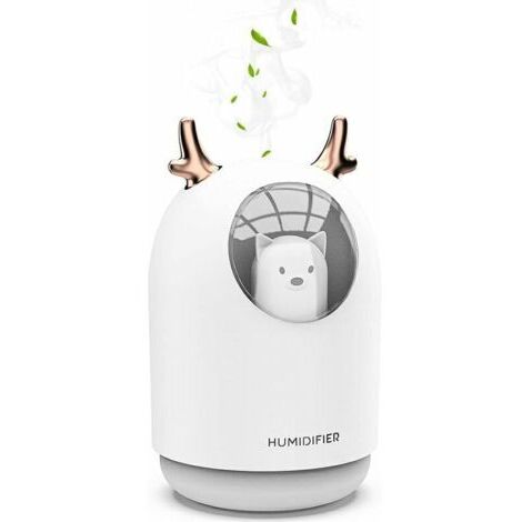 BUNTHAUS Humidificateur d'air bébé Chambre Ultrasonique Silencieux avec Diffuseur d'huiles Essentielles 7 Couleurs de Lumière 12 Hd'arrêt Automatique, 300 ml Blanc (1/5)