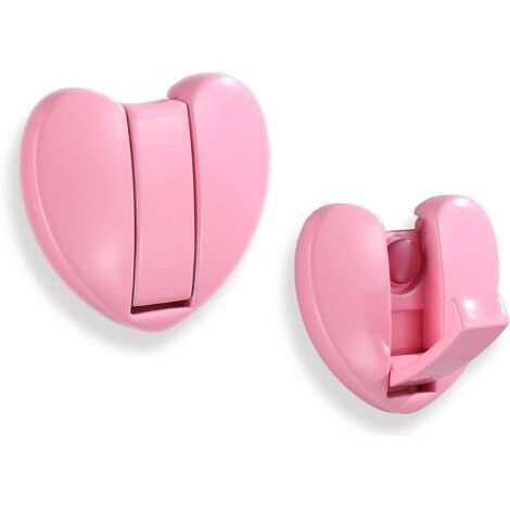 BUNTHAUS Crochets muraux pliables Hideaway (Coeur x 2Pack, Rose) Space Aluminium Love Heart Shape Heavy Duty Wall Hooks Crochets rétractables pour accrocher manteau, écharpe, chapeau, sac, serviette (1/5)