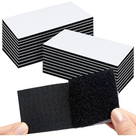 BUNTHAUS 5 x 10 cm (Noir),Autocollant Double Face 20 Pièces Double Face Extra Fort, Ruban Adhésif Double Face Puissant Bande Auto Agrippante Rectangle Rectangulaire Réutilisable