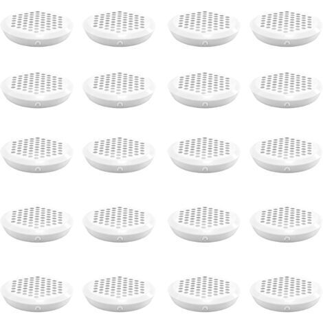 BUNTHAUS 20 Pièces Grille de Ventilation, Blanc Trou de Maille de Ventilation Ronde, Acier Inoxydable Grille D'aération Trou pour Meuble, Diamètre Inférieur 53 mm, pour Armoires de Rangement, Placards (1/5)