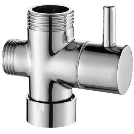 BUNTHAUS Valve 3 voies en laiton massif G1/2\" Douchette Composants de Douche Raccord universels, Chrome DSF007 (1/5)
