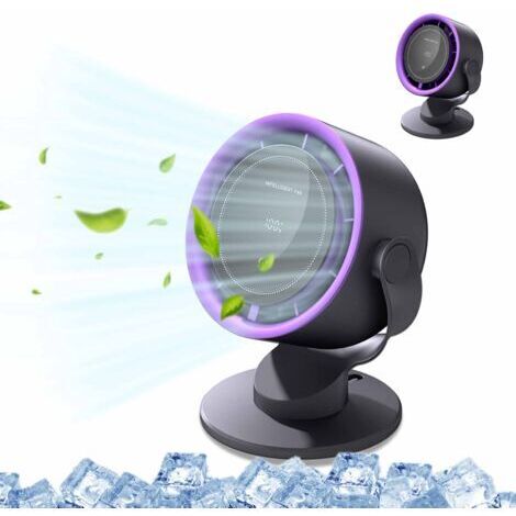 BUNTHAUS Mini Ventilateur Bureau Portable Turbo Réglable en Vitesse Batterie Rechargeable Affichage LED pour Maison Bureau Table Noir (1/5)