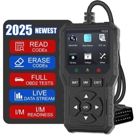 BUNTHAUS V529 OBD2 Valise Diagnostic Auto, Diagnostic Voiture Multimarque avec Fonctions Complètes OBDII, Lecteur Codes Défaillance Moteur 10 Langues, Détection de Tension, pour Voitures 1996 et Ultér
