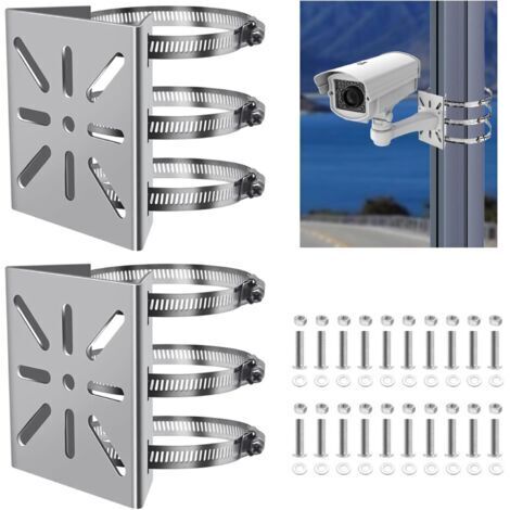 BUNTHAUS 2 Pièces Support Camera Exterieur Support d'angle Camera Exterieur Support Angle Camera Exterieur Support Camera Support Caméra Surveillance Fourni avec 20 Jeux de vis d'Écrous masthalterung (1/5)