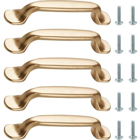 BUNTHAUS 5 Pièces Poignée Dorée Entraxe 96mm, Vintage En Alliage Aluminium, Avec Vis Pour Meuble, Tiroir, Armoire, Commode, Placard De Cuisine Et Chambre