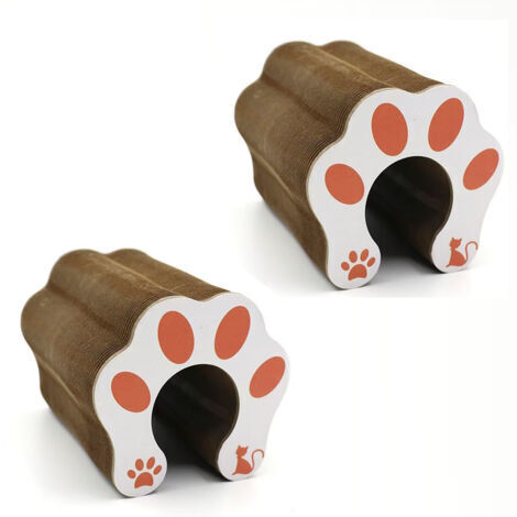 BUNTHAUS Lot de 2 Générique Jouet Interactif pour Chat en Carton Accordéon Pliant avec Boule à Clochette, Griffoir et Piste d'Aventure, Jouet en Carton Intérieur (1/5)