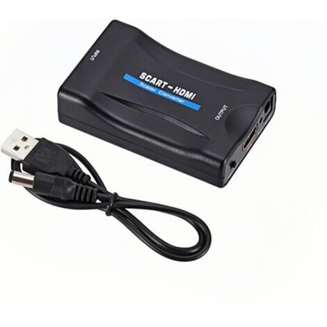 BUNTHAUS Scart vers Hdmi Convertisseur Peritel vers HDMI Scart Péritel vers Hdmi Adaptateur Audio Vidéo Rater Commutateur Full HD 720P/1080P pour Hdtv/monitor/projector/stb/vhs/xbox/ps3/sky BluRay DVD (1/5)