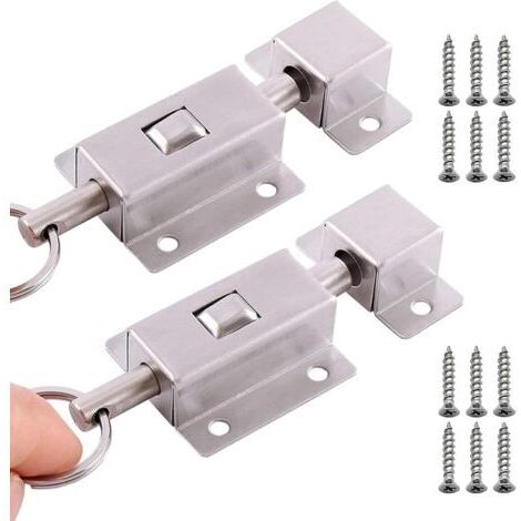 BUNTHAUS 2 Pièces Loquet Coulissant Automatique, Boulons à Ressort Coulissants Pour Loquet, Barillet De Serrure à Loquet Coulissant, pour Porte Invisible de Sécurité (1/5)