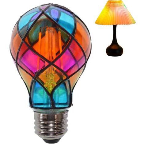 BUNTHAUS 4W Ampoules En Vitrail Pour Intérieur,E26 120V LED Coloré Ampoule Peinte À La Main Pour L'Intérieur La Maison La Chambre La Lampe De Chevet Le Jardin Le Balcon La Fête Halloween Noël (1/5)