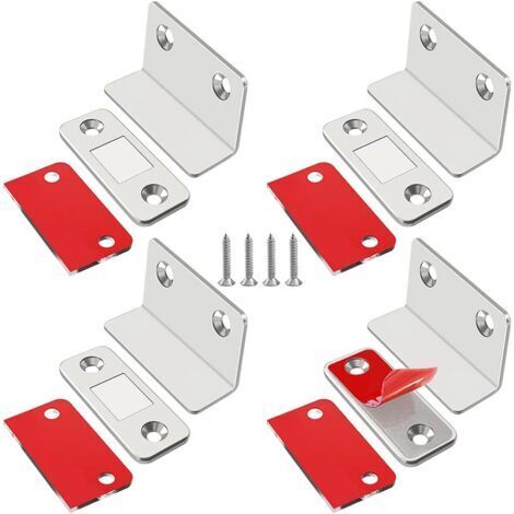BUNTHAUS Aimant Porte Placard Lot de 4 Loquet Magnetique Ultra Mince avec Adhésif Fort Cuisine Fermeture pour Porte Coulissante, Loqueteaux Autocollants pour Tiroir, Cabinet, Meuble, Armoire (1/5)