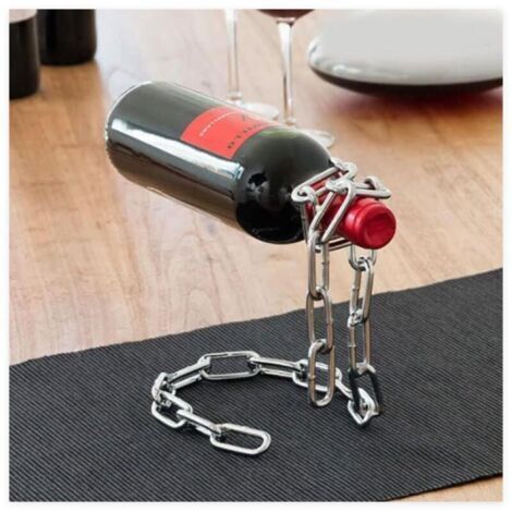 BUNTHAUS Chaîne Porte Bouteille Magique Compatible avec Bouteilles de Vin et Autres Bouteilles en Verre Porte Bouteille en Métal Objet Décoration Fête Imitation Chaine