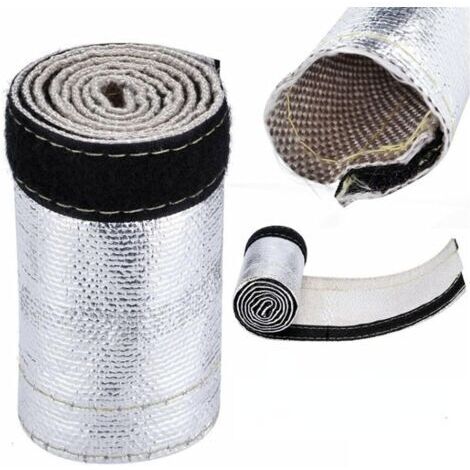 BUNTHAUS 30mmx1m Bouclier thermique en tissu de fibre de verre, gaine de tuyau en fil isolé tuyau aluminisé et tuyau argenté protection de fil barrière gaine thermique gris blanc (1/5)