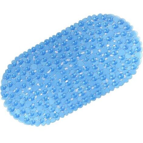 BUNTHAUS Tapis de Bain antidérapant pour Salle de Bain Galet givré Anti moisissure Antidérapant en Plastique Ovale avec ventouses (Bleu) (1/5)