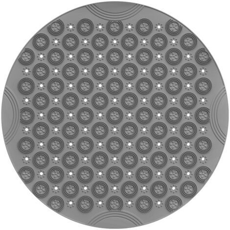 BUNTHAUS Tapis antidérapant en PVC pour Douche de Salle de Bain, Tapis antidérapant Rond de 55 cm pour Salle de Bain, Tapis de Sol à Ventouse hydrophobe à séchage Rapide pour Salle de Bain (Gris) (1/5)