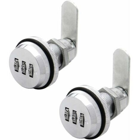 BUNTHAUS Lot de 2 PCS 3 Code à Chiffres Combinaison Serrure à Came Serrure Armoire 1930mm Serrure à Code pour Casier Garde-robe Classement de porte Cabinet Boites Aux Lettres Tiroir Placard(Argent), E (1/5)