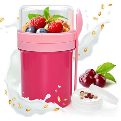 BUNTHAUS Pot de yaourt à emporter, couvercle hermétique, idéal pour le petit-déjeuner ou les salades, pratique – (1/5)