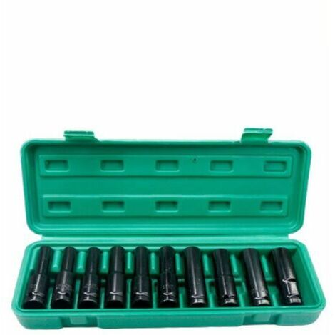 BUNTHAUS Jeu de 10 douilles d'extension pneumatiques 1/2 hexagonales noires (1/5)