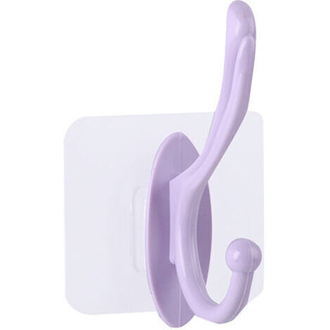 BUNTHAUS Paquet de 4 crochets à serviettes auto-adhésifs, crochet de salle de bains, crochet de porte en plastique de cuisine, perçage gratuit(violet nordique) (1/5)