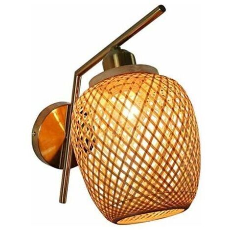 BUNTHAUS icolage Antique Applique Murale En Osier Naturel ,Lanterne Rétro ,Applique Murale En Rotin,Lampe En Bambou E27 (1/5)