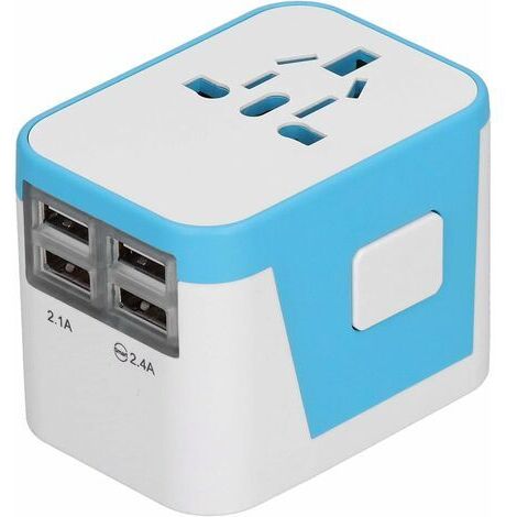 BUNTHAUS Prise de convertisseur de Puissance, Prise d'adaptateur d'alimentation de Charge Intelligente ABS Portable pour Le ménage pour Les Voyages(Bleu) (1/5)
