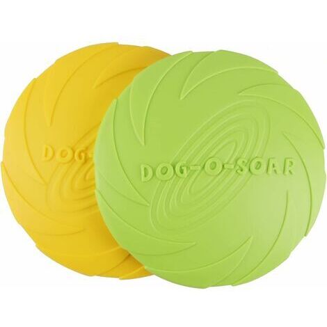 BUNTHAUS Frisbees pour Chien, Frisbee de Chien, Jouet Chien Frisbee, Disque à Lancer en Caoutchouc Résistant, Frisbi pour Chien pour Jeux Sport Exercice Activité et Jeu en Plein 2PCS (Vert+Jaune) (S)