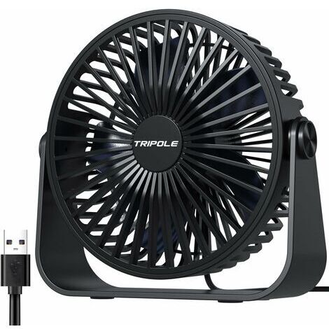 BUNTHAUS Ventilateur de Bureau USB, Ventilateur de Table à 3 Vitesses, Ventilateur Silencieux Réglable à 360°, Ventilateur Portable pour Bureau, Maison, Chambre, Voiture, Camping en Plein Air-Noir (1/5)